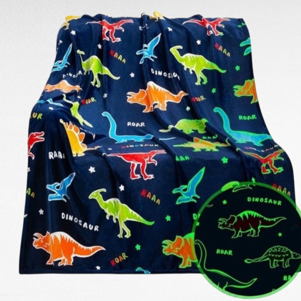 Glow in the Dark Dino Blanket Size 50" x 60"